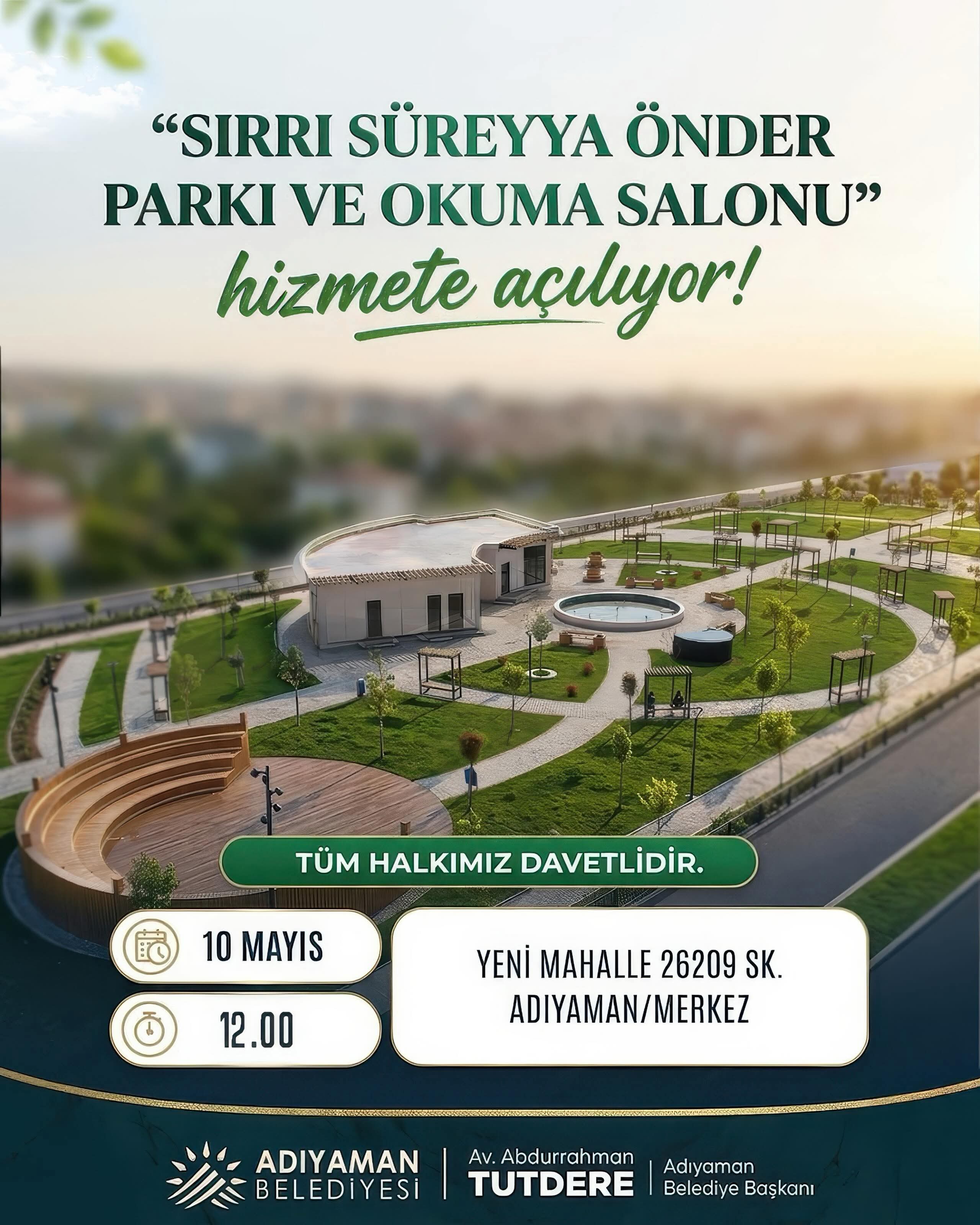 Sırrı Süreyya Önder Parkı ve Okuma Salonu Açılıyor