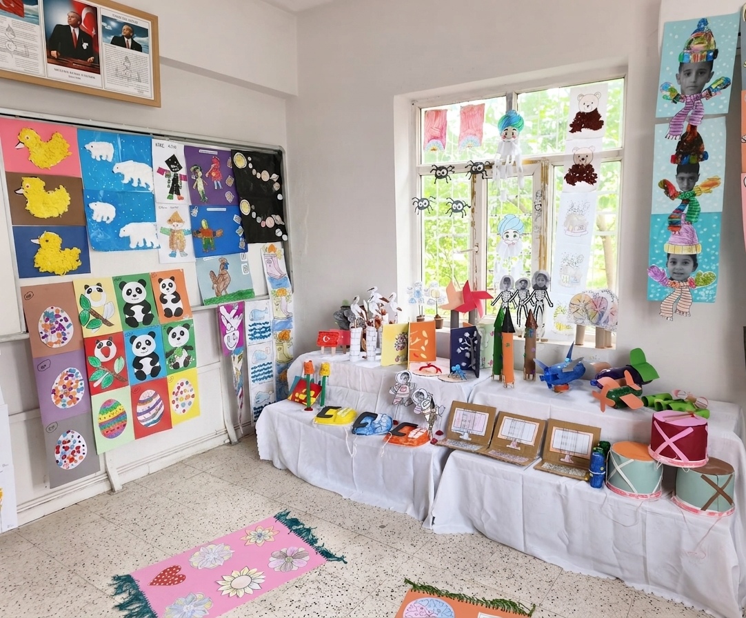 Bostanlı Anaokulu Minik Eller Sergisi Açtı