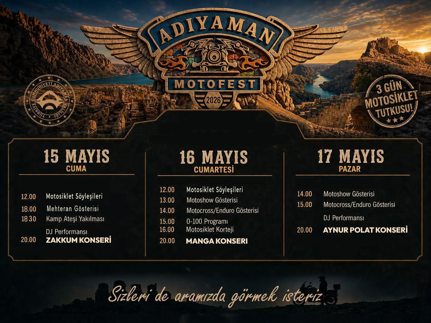 Adıyaman'da Motosiklet Festivali Düzenlenecek