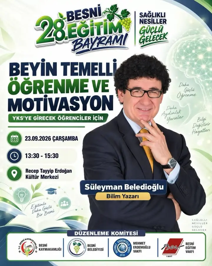 Besni Belediyesi Tarafından Düzenlenecek Özel Program: Beyin Temelli Öğrenme ve Motivasyon