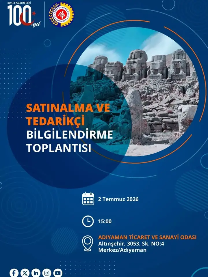 Adıyaman Ticaret ve Sanayi Odası DMO Satın Alma ve Tedarikçi Bilgilendirme Toplantısı Düzenliyor
