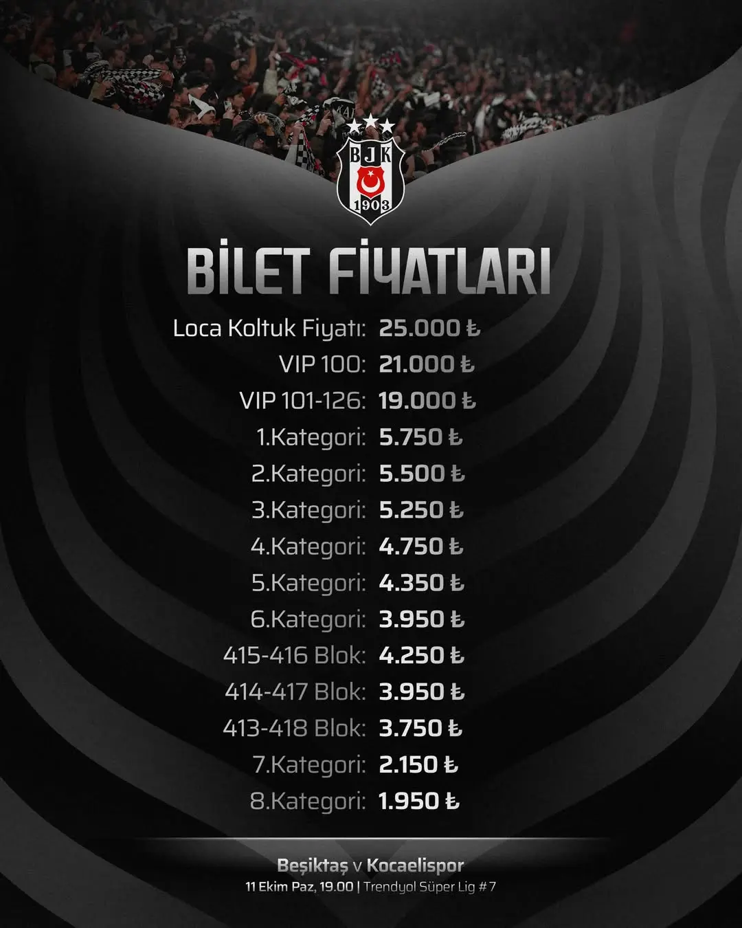 Beşiktaş Kocaelispor Maçı Biletleri Satışa Çıkıyor!