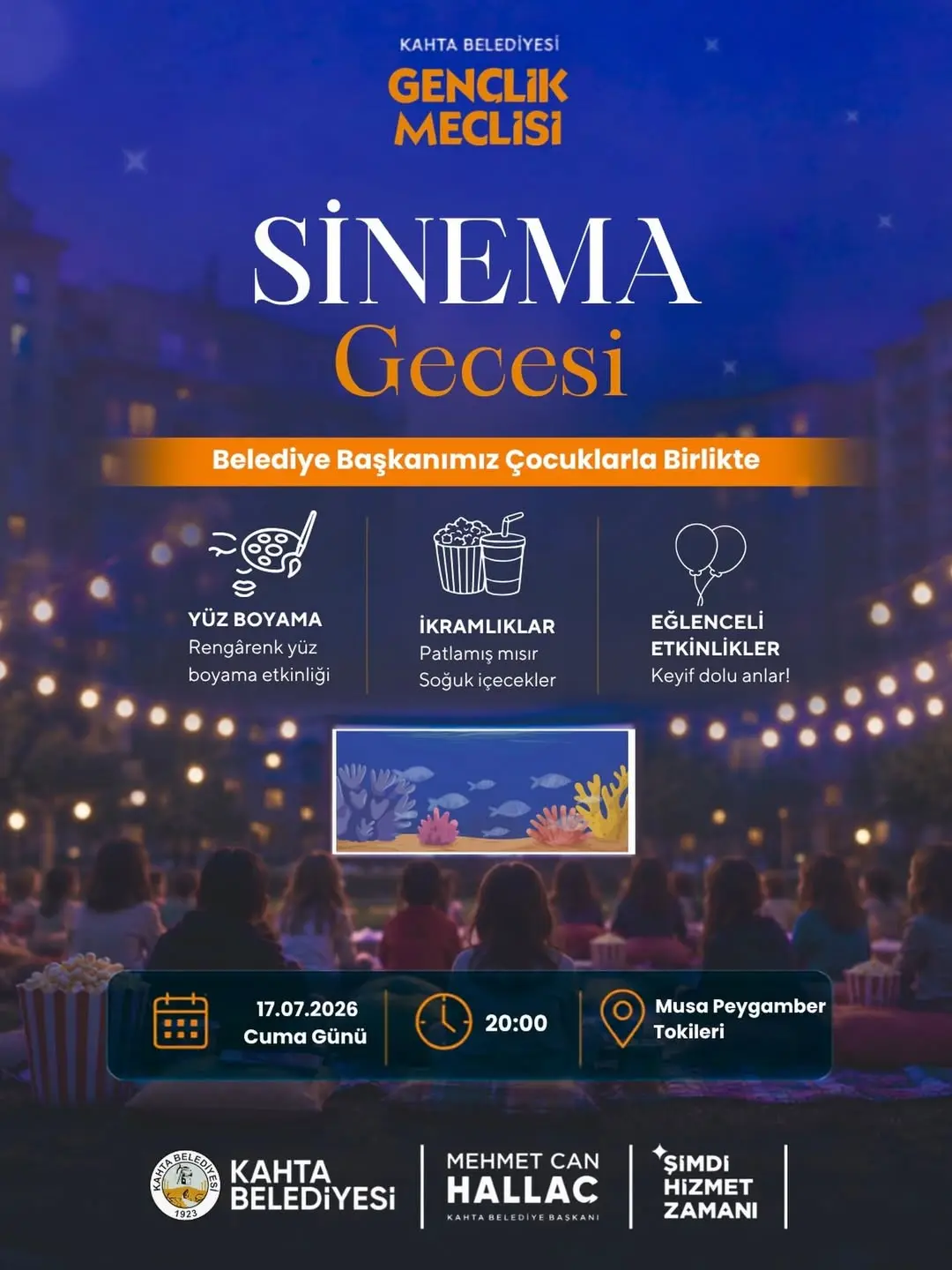 Kahta Belediyesi Çocuklar İçin Unutulmaz Sinema Gecesi Düzenliyor