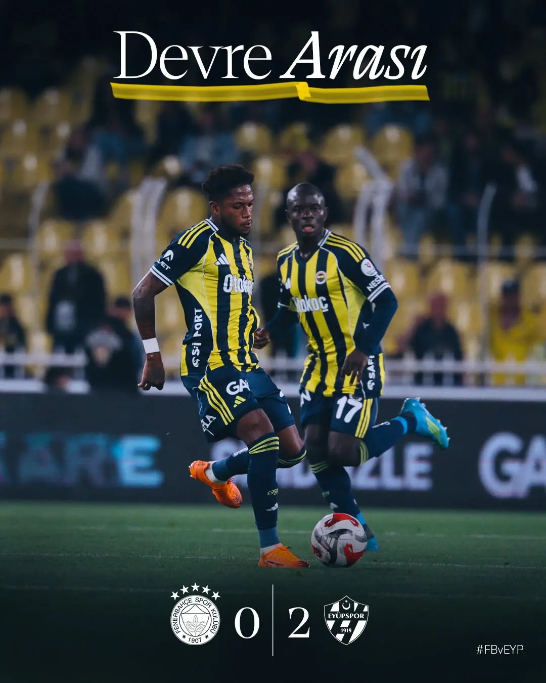 Fenerbahçe - İstanbul Eyüpspor Maçında İlk Yarı Sonucu: 0-2
