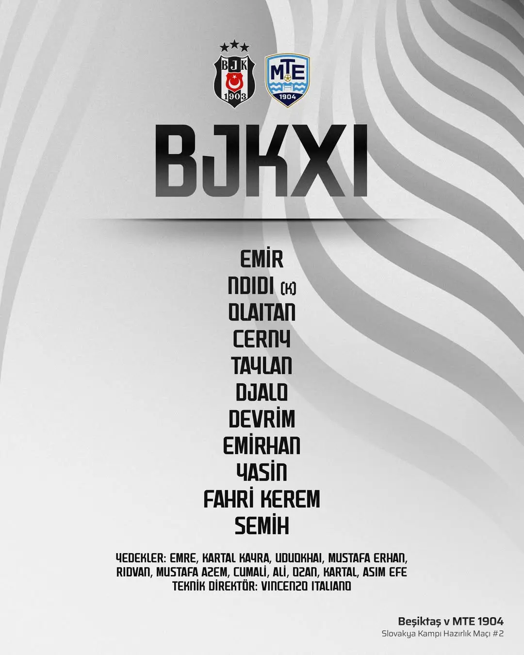 Beşiktaş'ın Hazırlık Maçında MTE 1904 Karşısında İlk 11'i Belli Oldu
