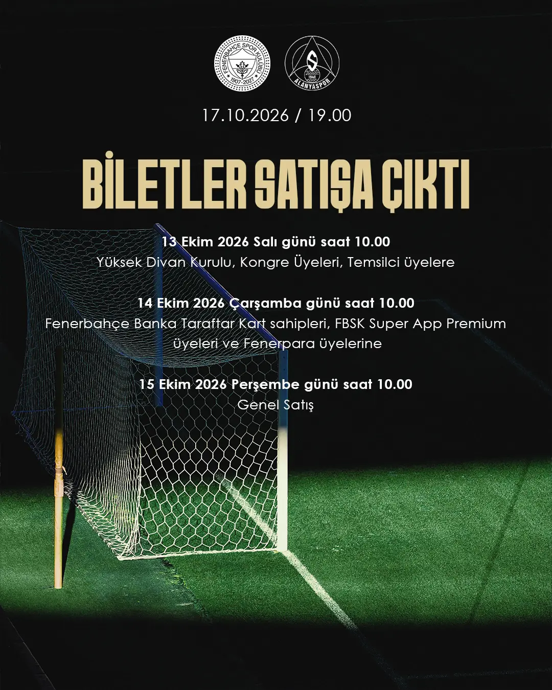 Fenerbahçe, C. Alanyaspor Maçı Biletleri Satışa Çıktı!