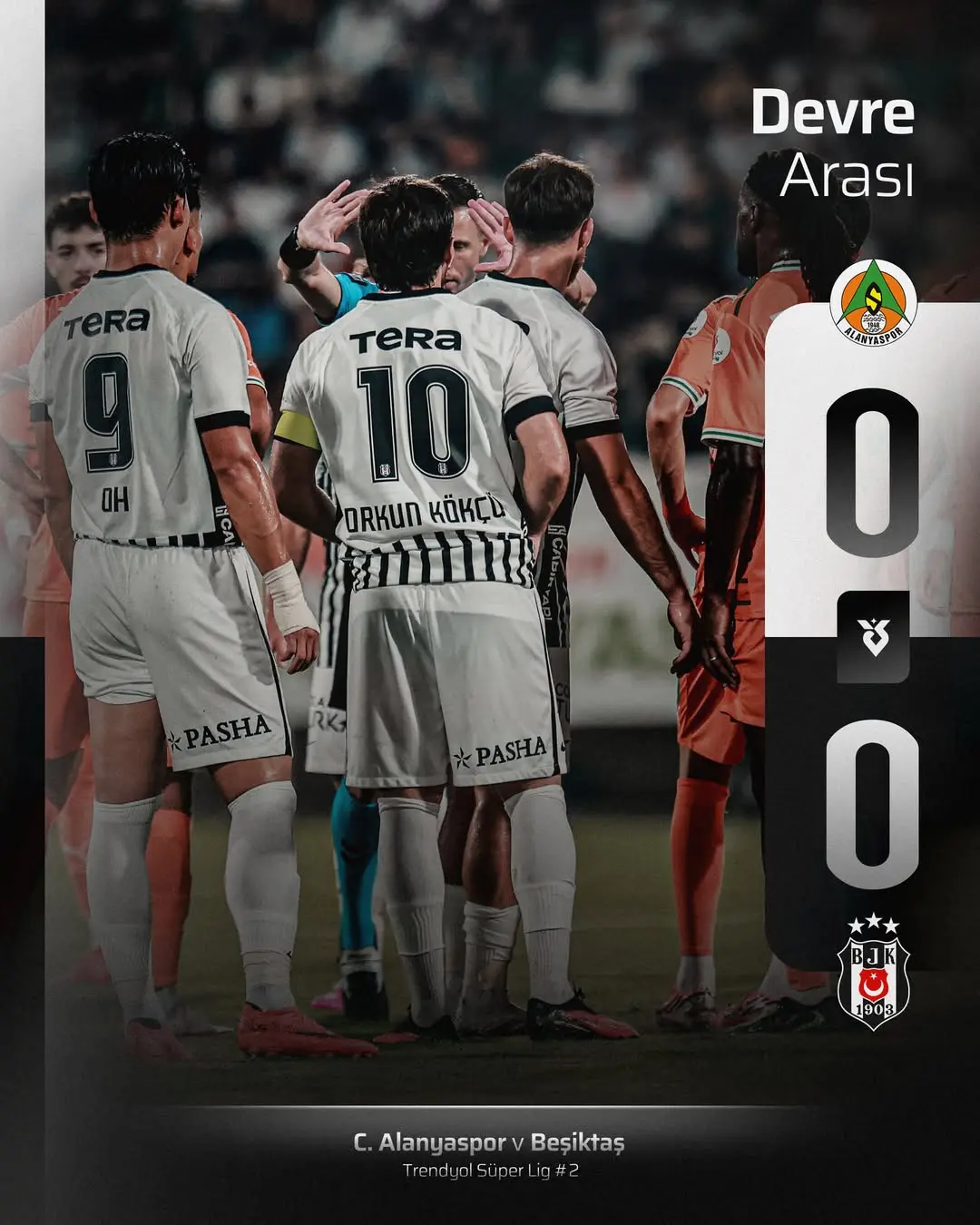 Beşiktaş ve Alanyaspor Arasında Oynanan Maçın Devre Arası