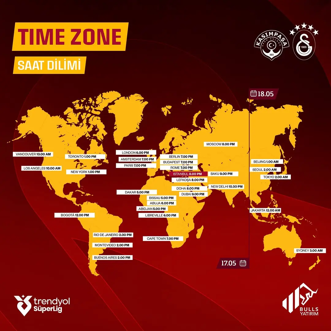 Galatasaray'ın Kasımpaşa Maçı Saatleri