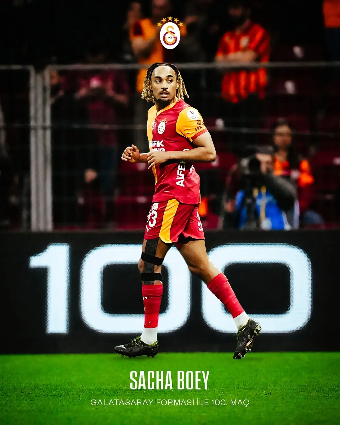 Sacha Boey, Galatasaray formasıyla 1️⃣0️⃣0️⃣. resmi maçında! 👏💛❤️...