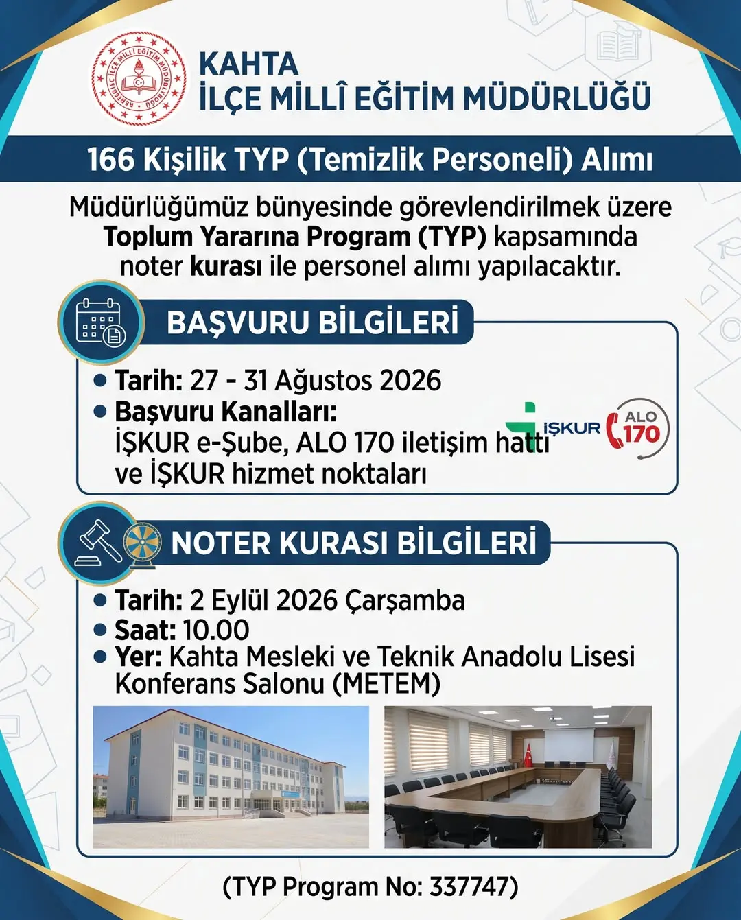Kahta İlçe Millî Eğitim Müdürlüğü'nden Toplum Yararına Program Duyurusu