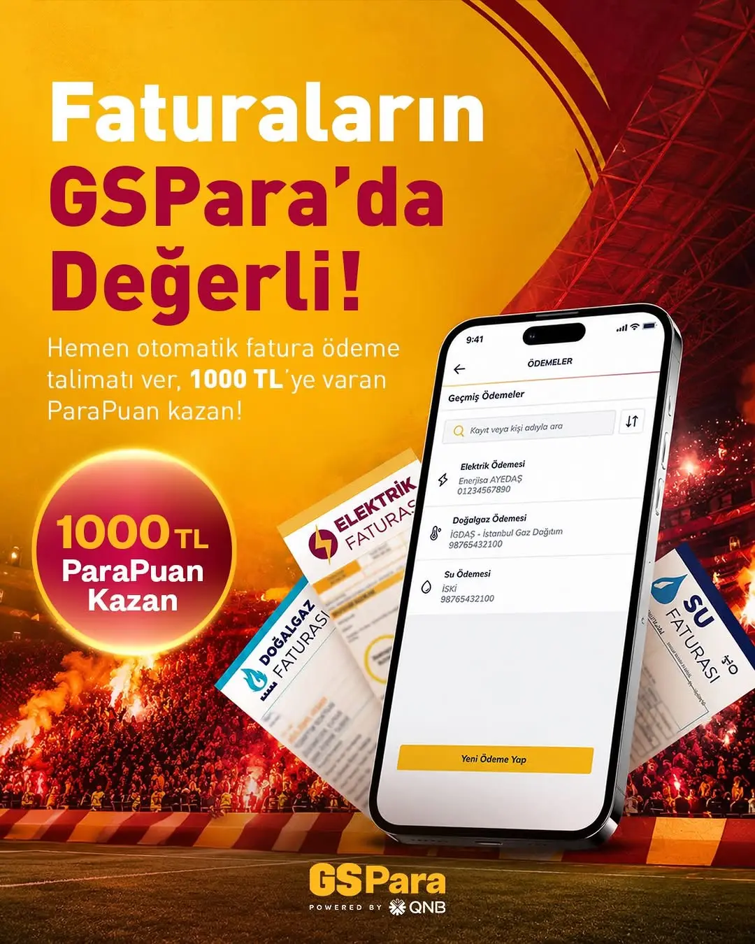 Galatasaraylılar Dikkat! Faturalarını GSPara’ya Taşıp 1000 TL’ye Kadar ParaPuan Kazanma Fırsatı!