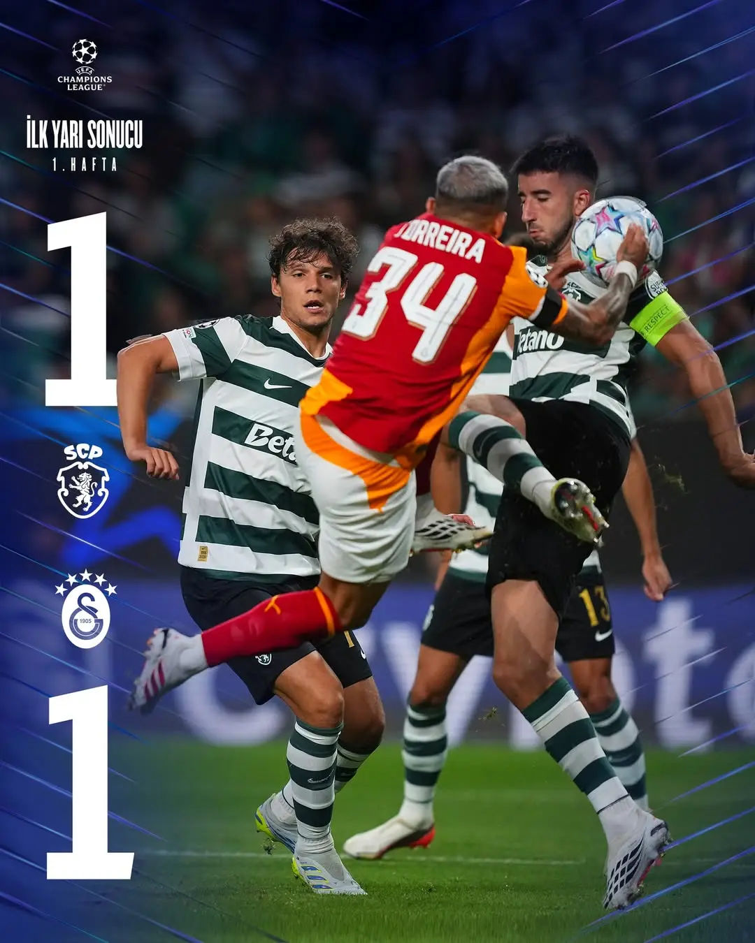 Galatasaray, Sporting CP ile 1-1 Berabere Kaldı
