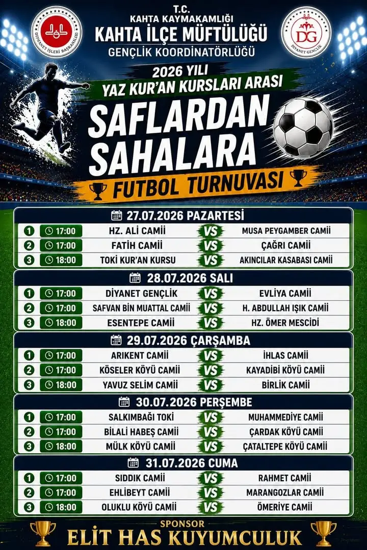 2026 Yaz Kur'an Kursları Futbol Turnuvası 2. Hafta Maçları