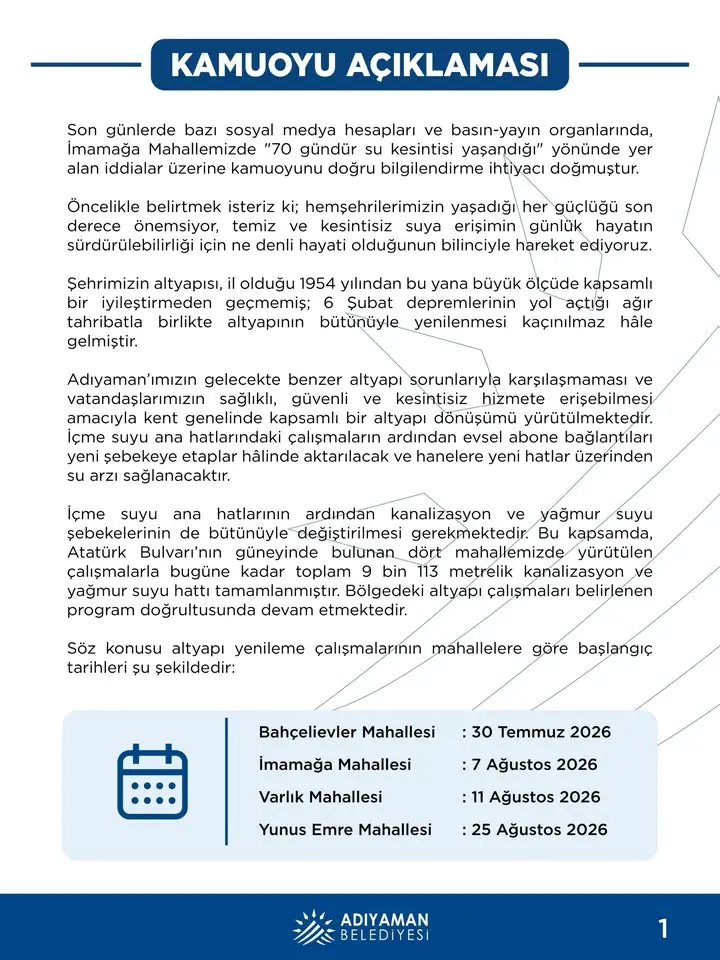 KAMUOYU AÇIKLAMASI 📣