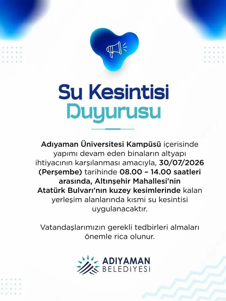 Adıyaman Belediyesi'nden Vatandaşlara Uyarı: Lütfen Dikkat ⚠️