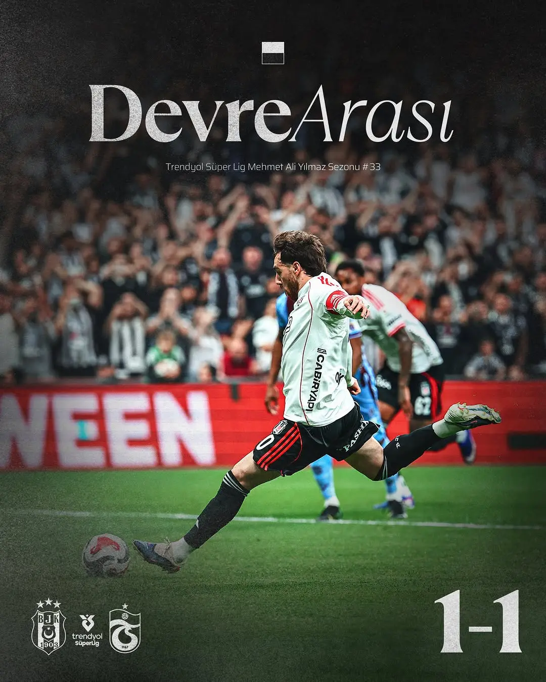 Beşiktaş 1-1 Trabzonspor Maçında İlk Yarı Berabere Tamamlandı
