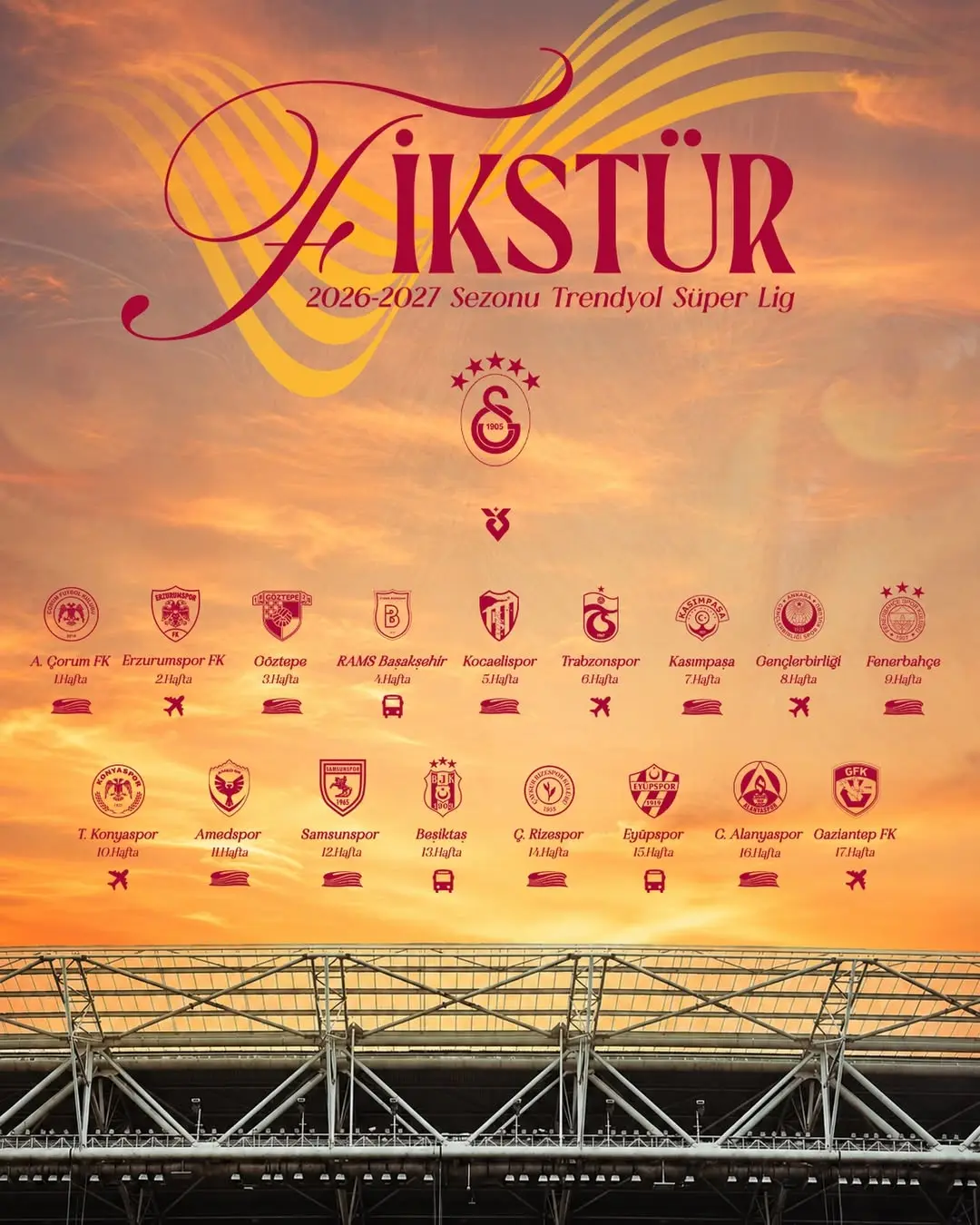 Galatasaray'ın 2026-2027 Sezonu Fikstürü Açıklandı!