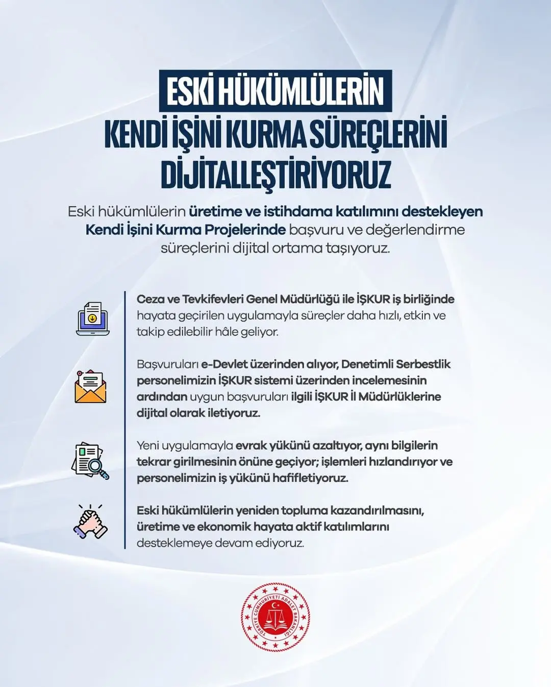 Eski Hükümlülere Dijital Dönemde Destek: Kendi İşini Kurma Projeleri E-Devlet Üzerinden Başvuruya Açılıyor
