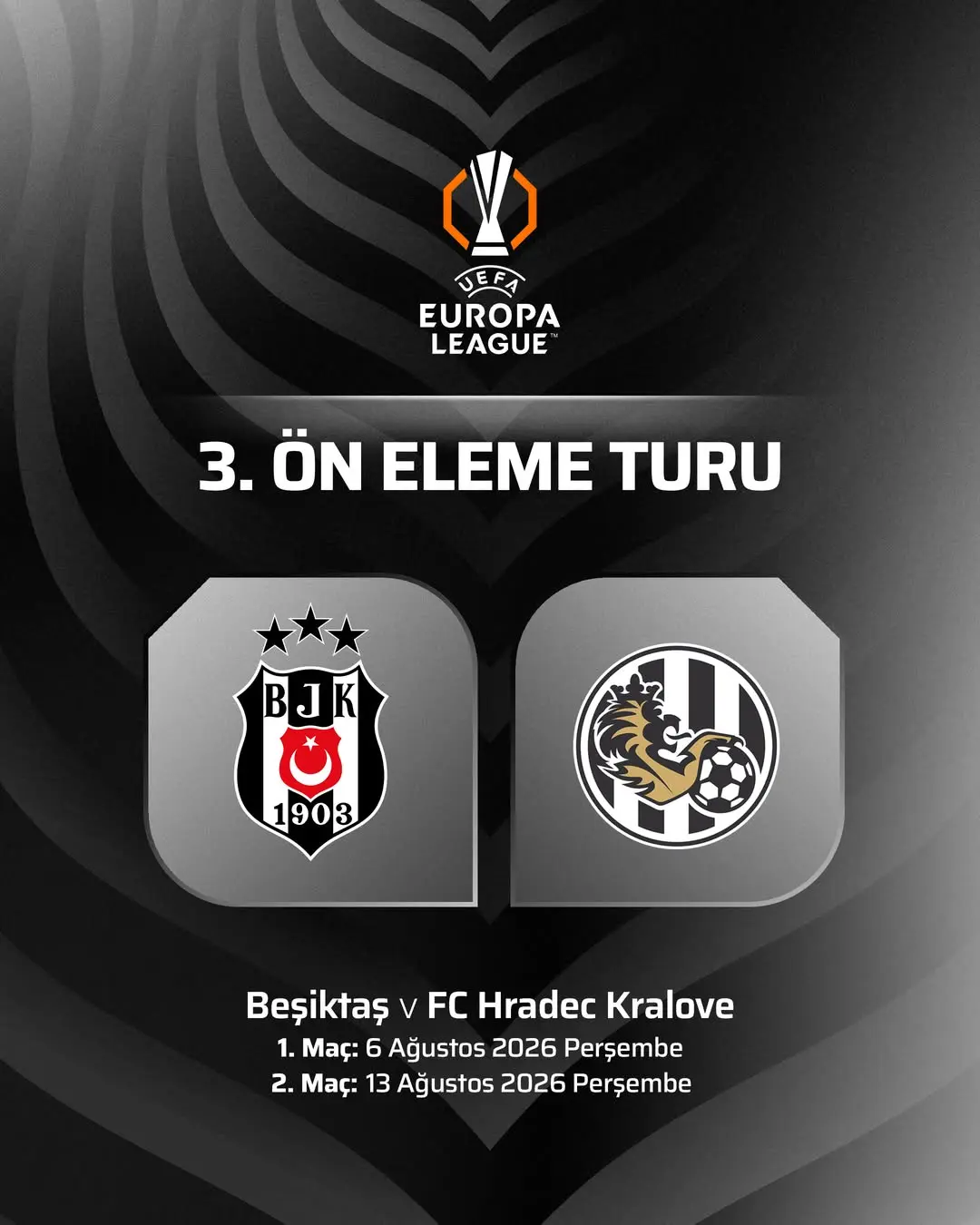 Beşiktaş, UEFA Avrupa Ligi'nde Hradec Kralove ile eşleşti