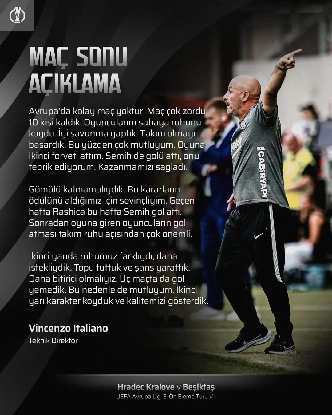 Beşiktaş Teknik Direktörü Vincenzo Italiano Maç Sonu Açıklamalarını Yaptı