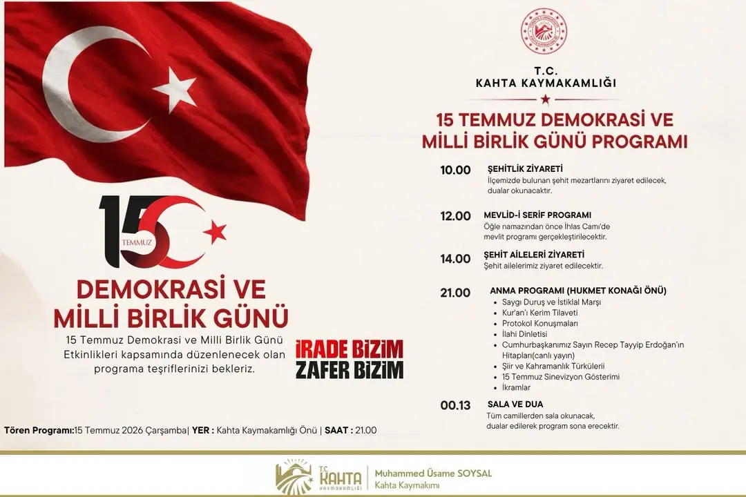 15 Temmuz Demokrasi ve Millî Birlik Günü Programı