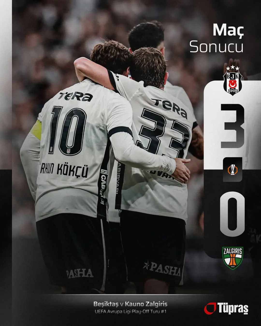 Beşiktaş UEFA Avrupa Ligi'nde Play-Off Turu'na İyi Bir Başlangıç Yaptı