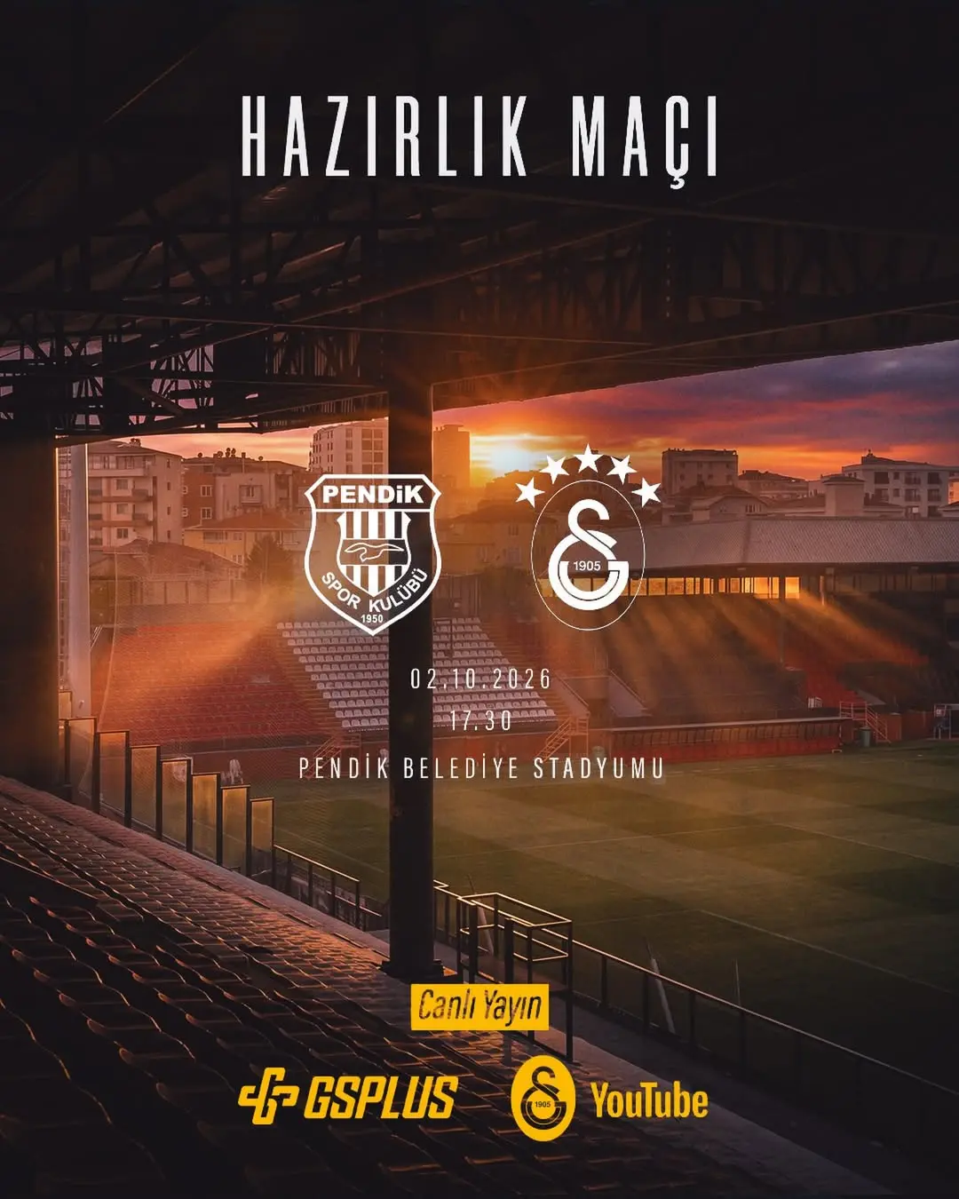 Galatasaray, O. Y. Pendikspor ile Hazırlık Maçı Oynayacak