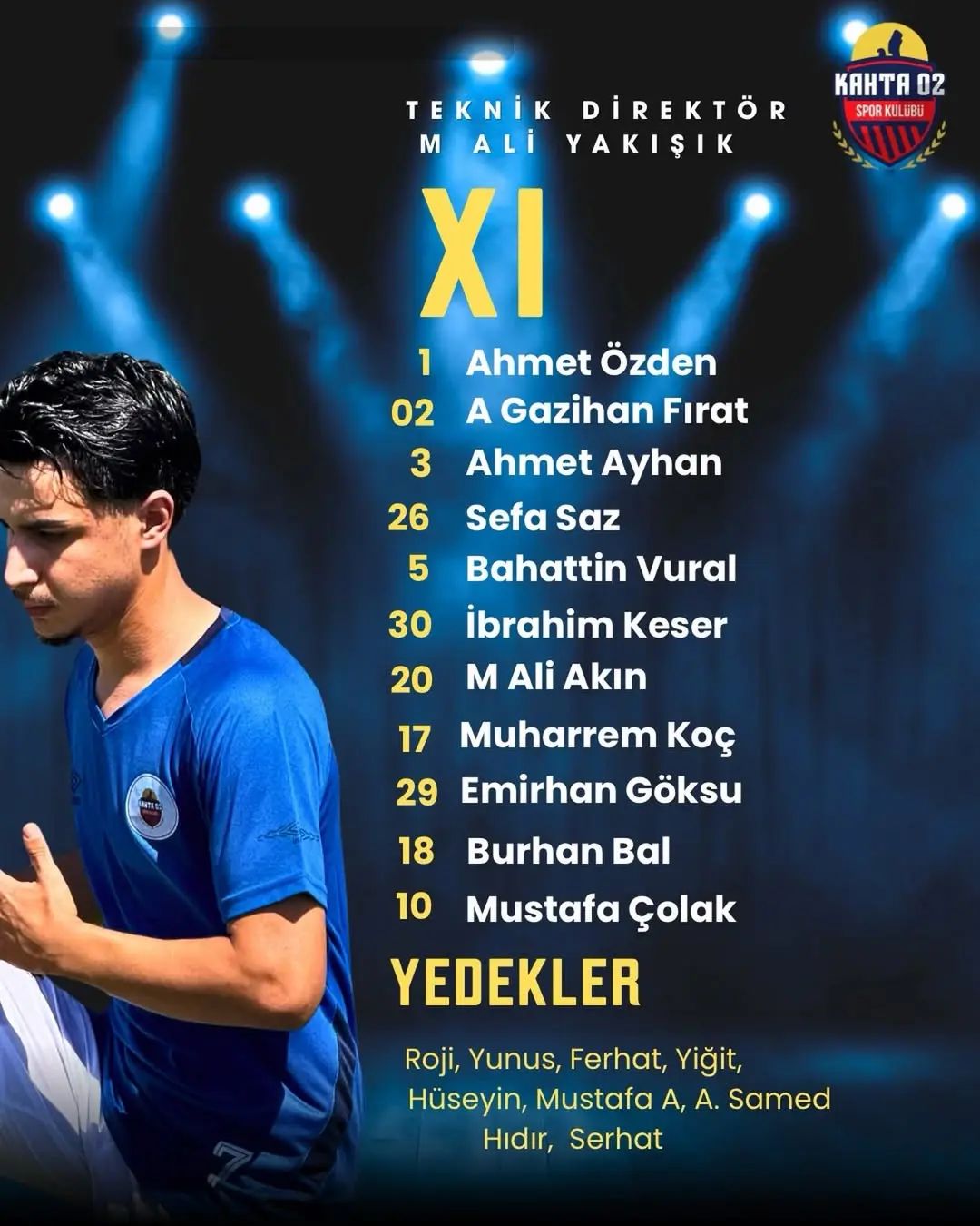 Kahta02 Spor Kulübü İlk 11 ve Yedeklerini Açıkladı