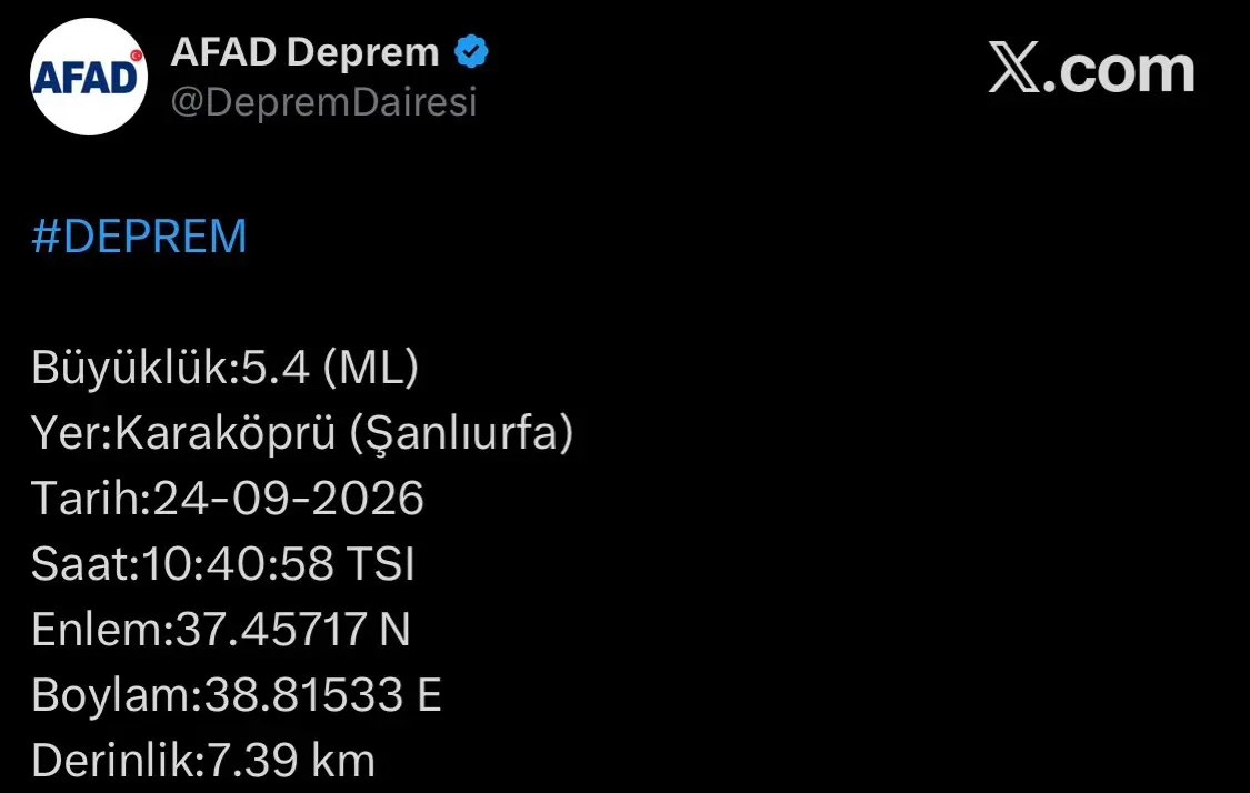 Şanlıurfa'da Meydana Gelen Depremin Ardından Vatandaşlara Geçmiş Olsun Dilekleri