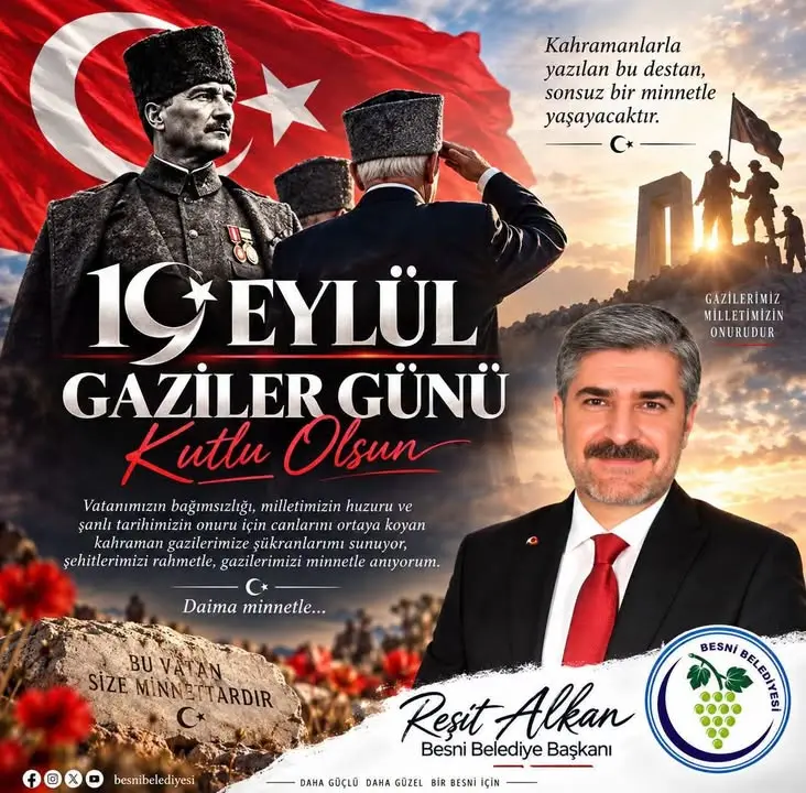 Besni Belediyesi'nden 19 Eylül Gaziler Günü Mesajı