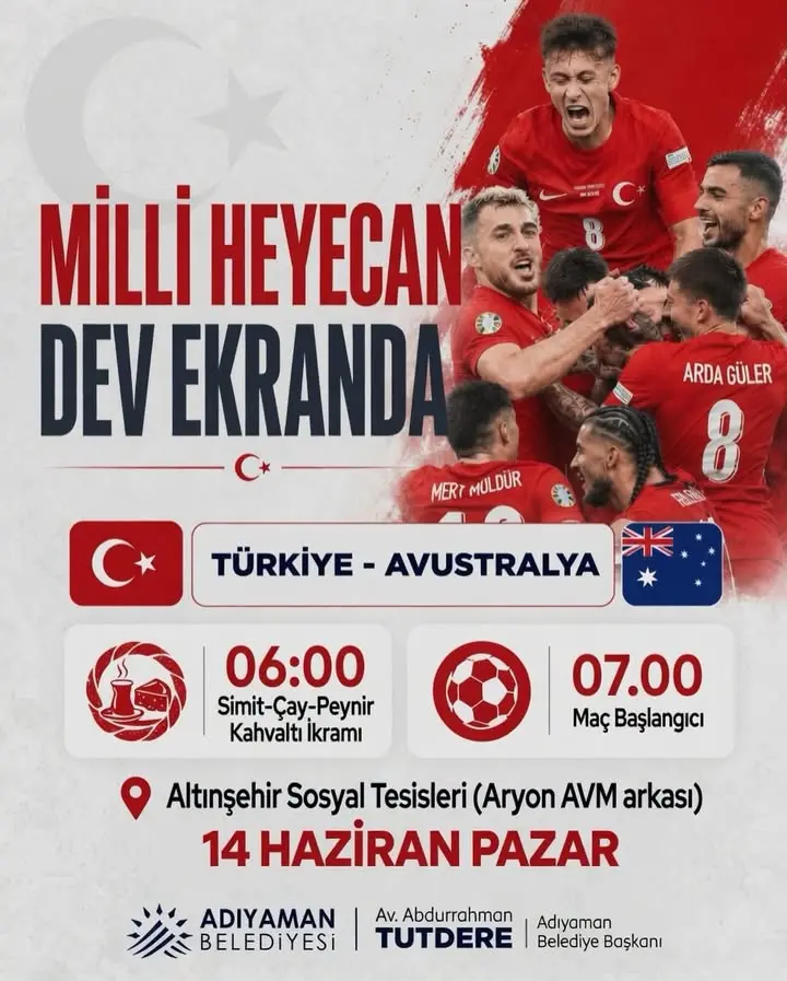Adıyaman Belediyesi'nden Milli Takım Dünya Kupası İzleme Etkinliği