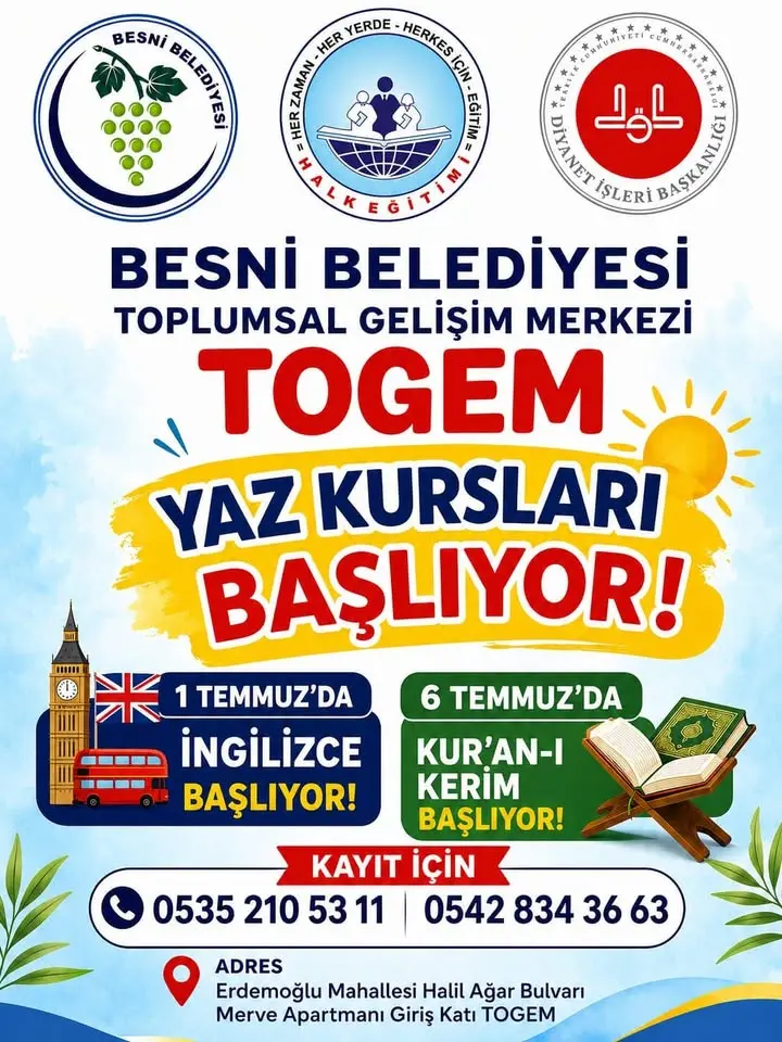 Besni Belediyesi Yaz Kurslarıyla Yaza Merhaba Diyor