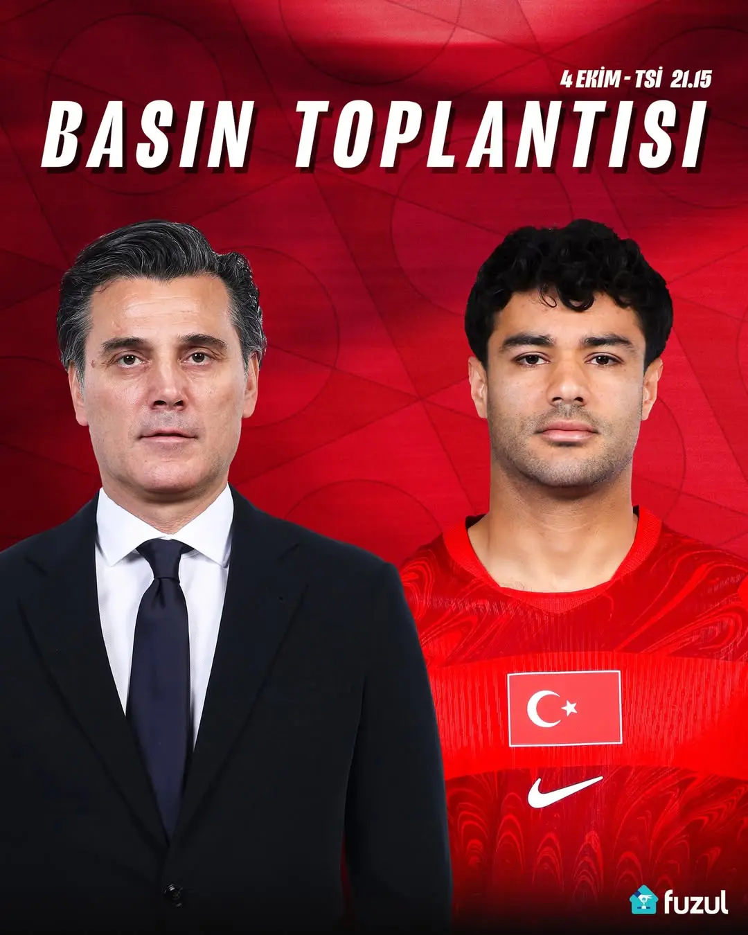 A Millî Takım Teknik Direktörü Vincenzo Montella ve Millî Futbolcu Ozan Kabak İtalya Maçı Öncesi Basın Toplantısı Düzenleyecek