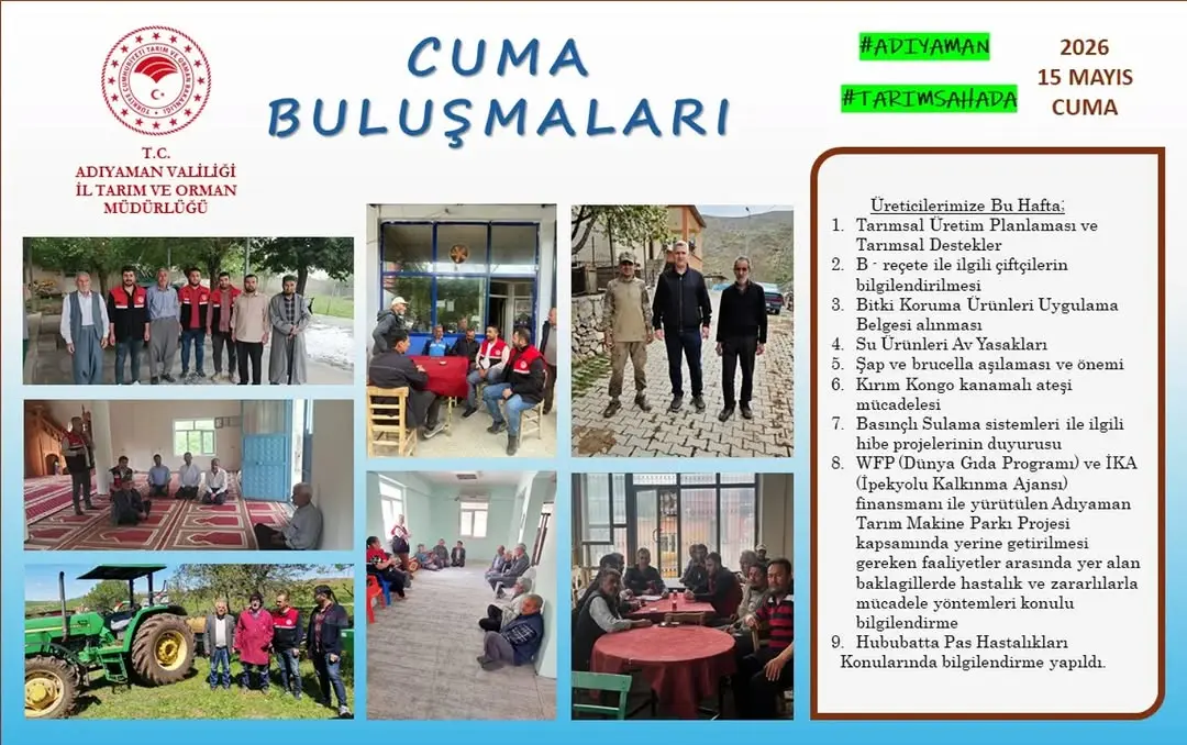 Adıyaman Tarım ve Orman İl Müdürlüğü Cuma Buluşmaları Düzenliyor