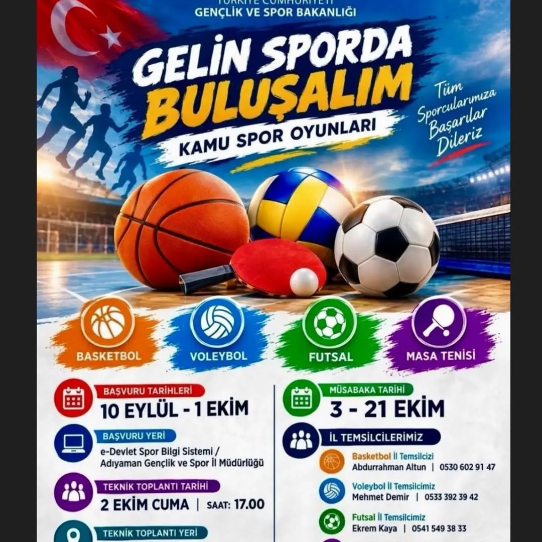 Adıyaman Kamu Spor Oyunları Başlıyor! Başvurular Başladı