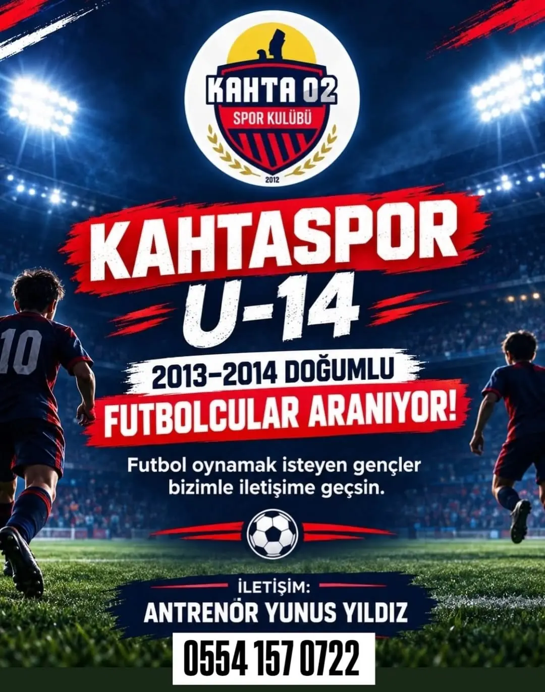 Kahta02 Spor Kulübü U-14 Seçmeleri için Sporcuları Bekliyor