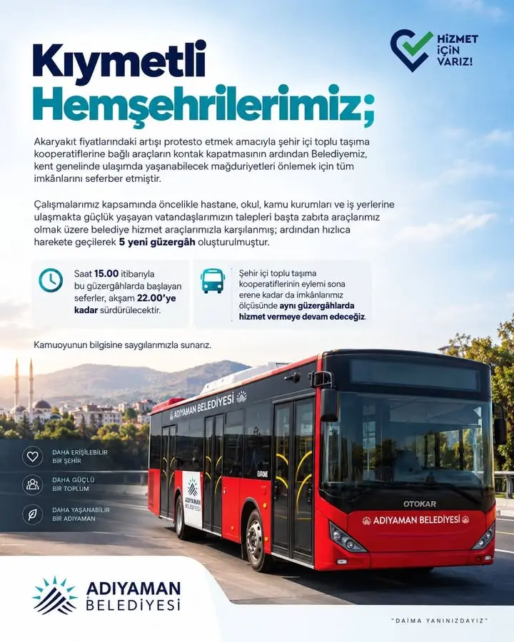 Adıyaman Belediyesi'nin Toplu Ulaşım Düzenlemesi
