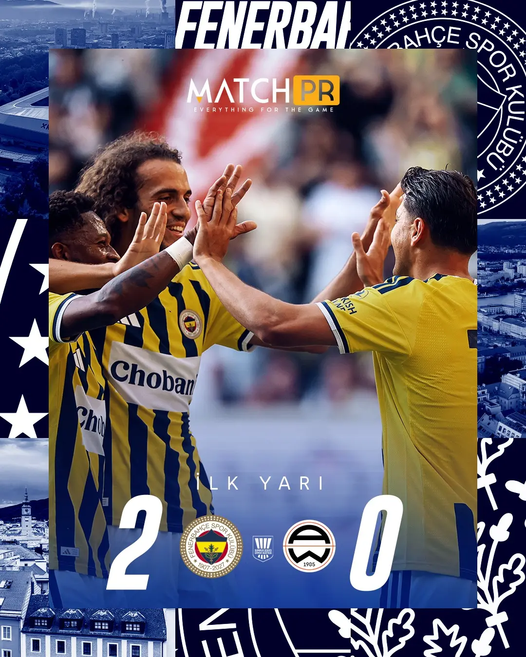 Fenerbahçe Admira Wacker karşısında ilk yarıyı 2-0 önde tamamlıyor