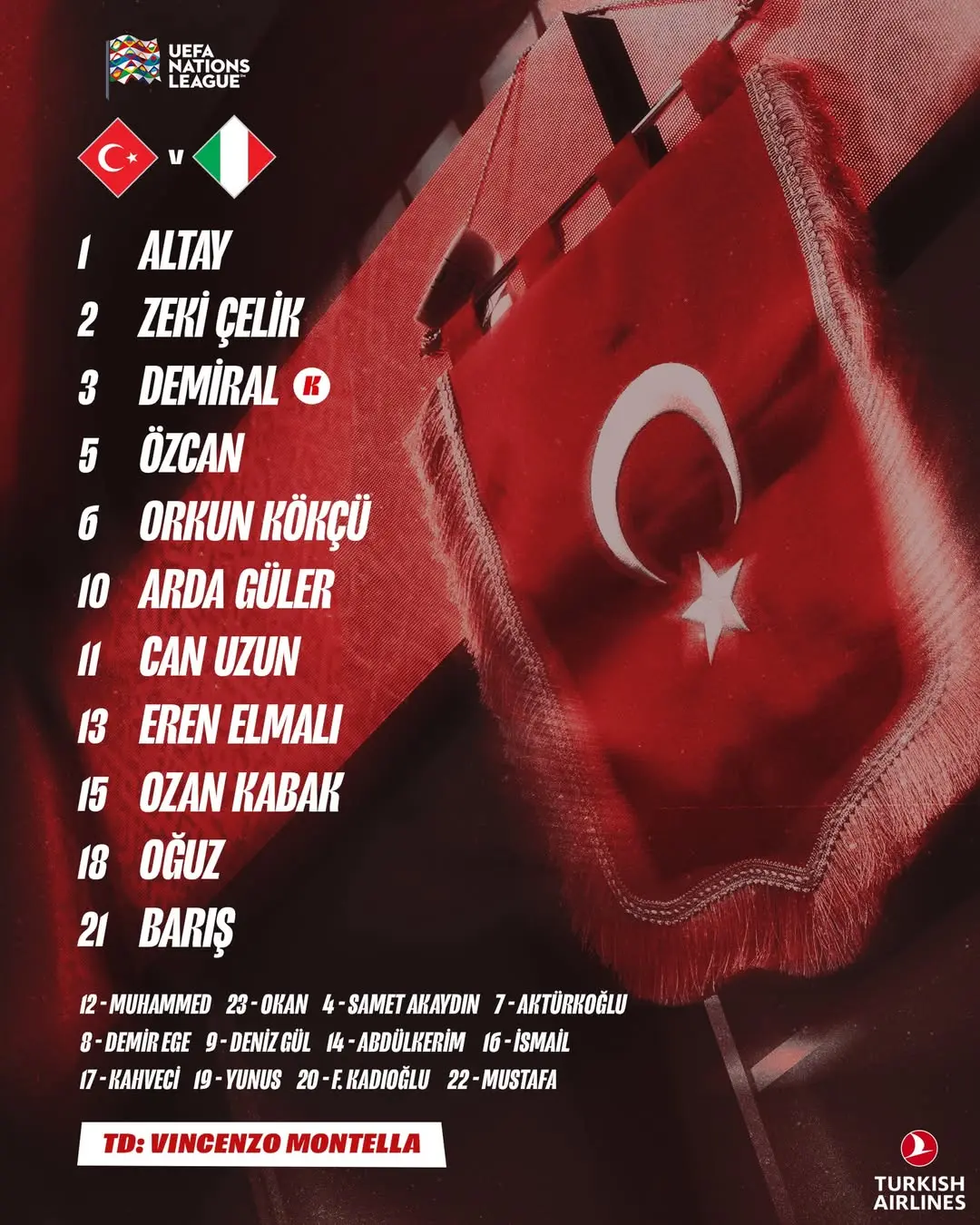 A Millî Takımımızın İtalya Maçı İçin Oluşturduğu 11'ler Belli Oldu