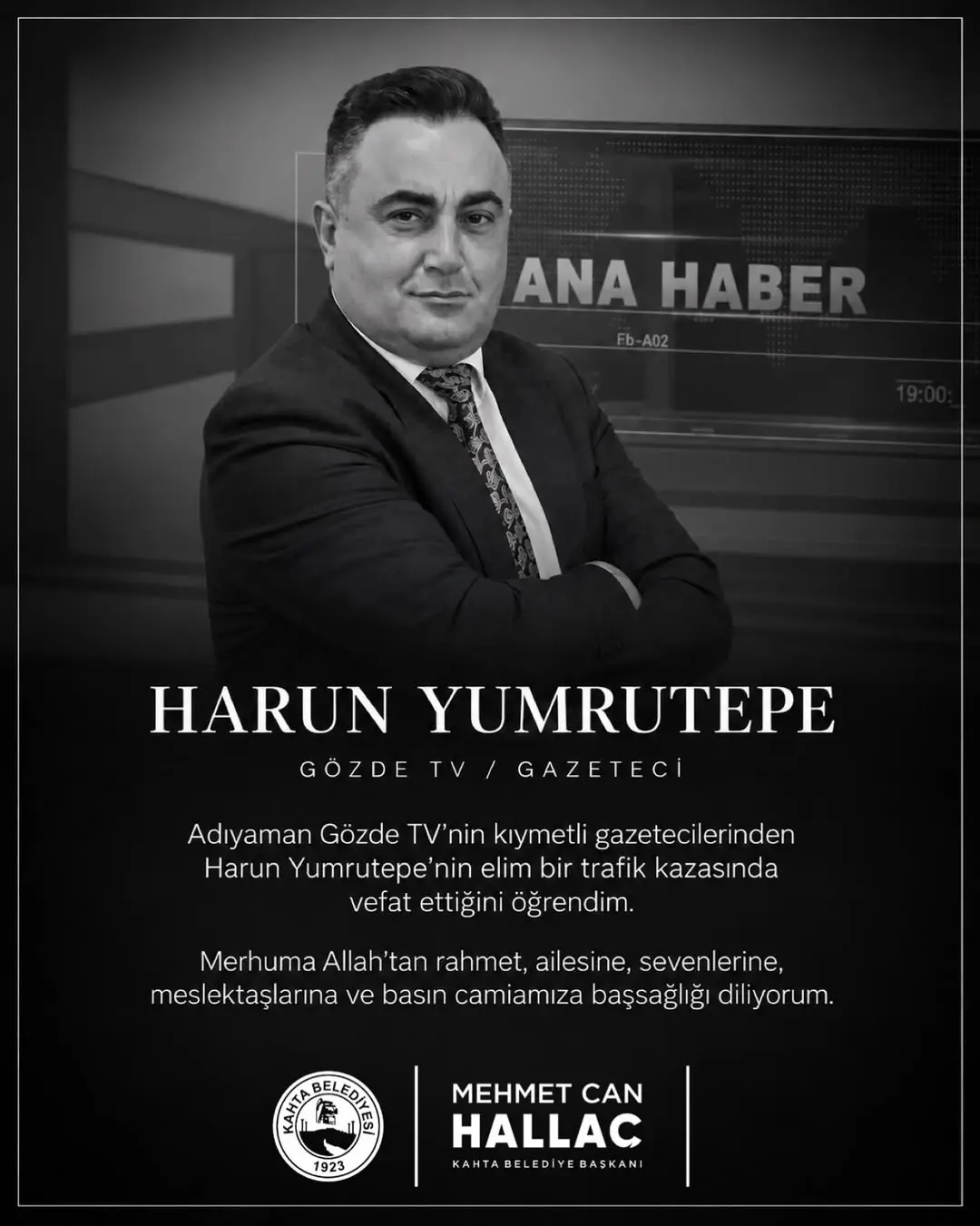 Adıyaman Gözde TV Gazetecisi Harun Yumrutepe Trafik Kazasında Hayatını Kaybetti