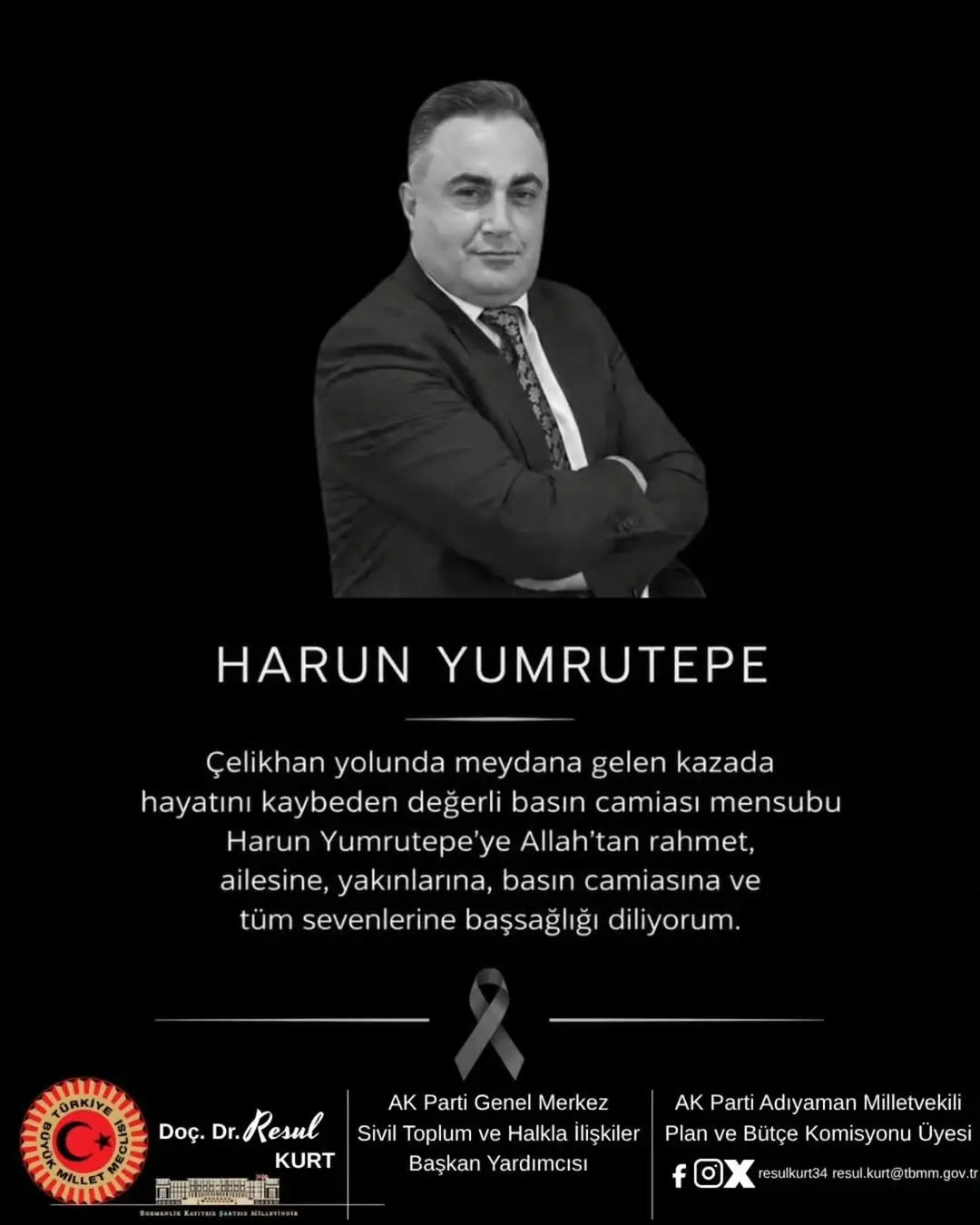 Adıyaman Basın Camiasının Değerli İsmi Harun Yumrutepe'nin Vefatı