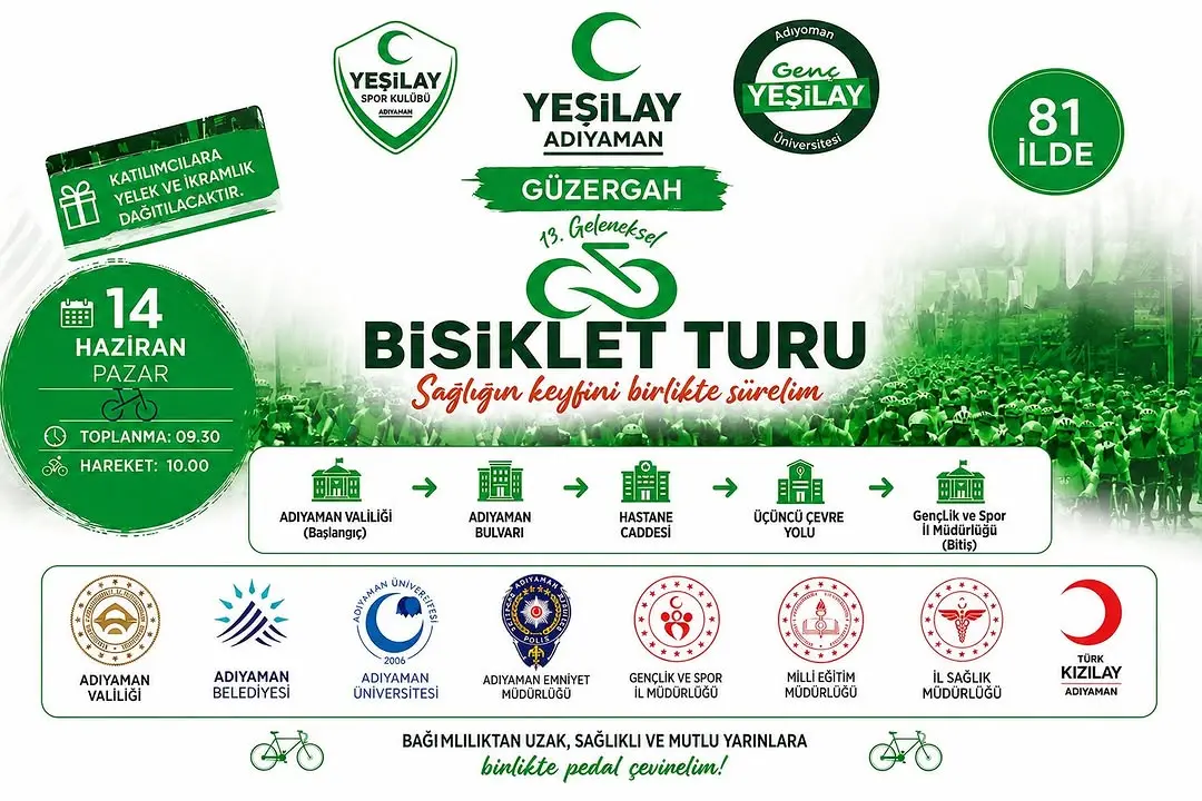 Adıyaman'da 13. Geleneksel Yeşilay Bisiklet Turu Heyecanı