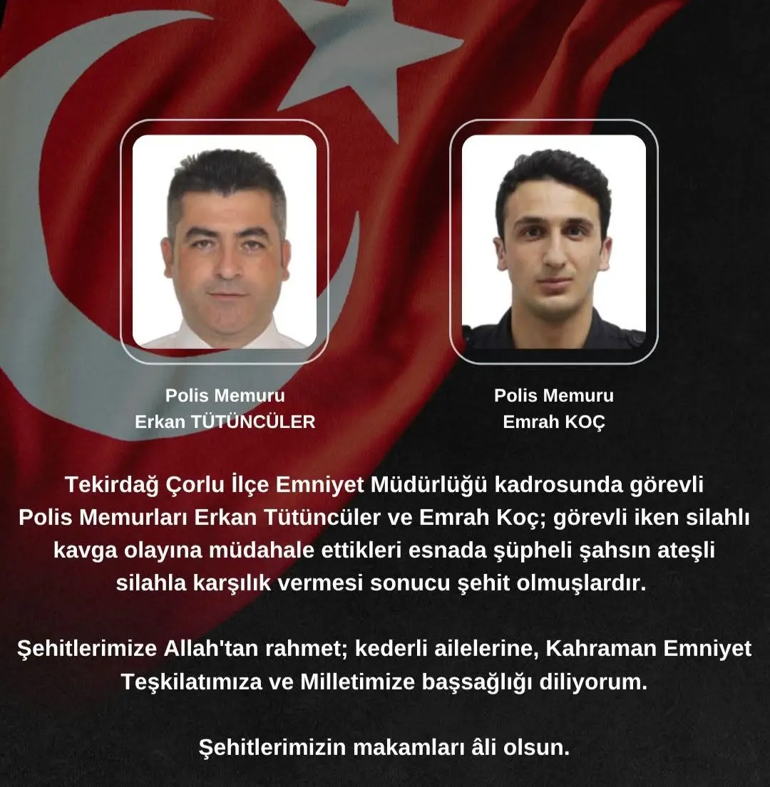 Tekirdağ Çorlu'da Şehit Olan Polislerimize Rahmet Diliyorum