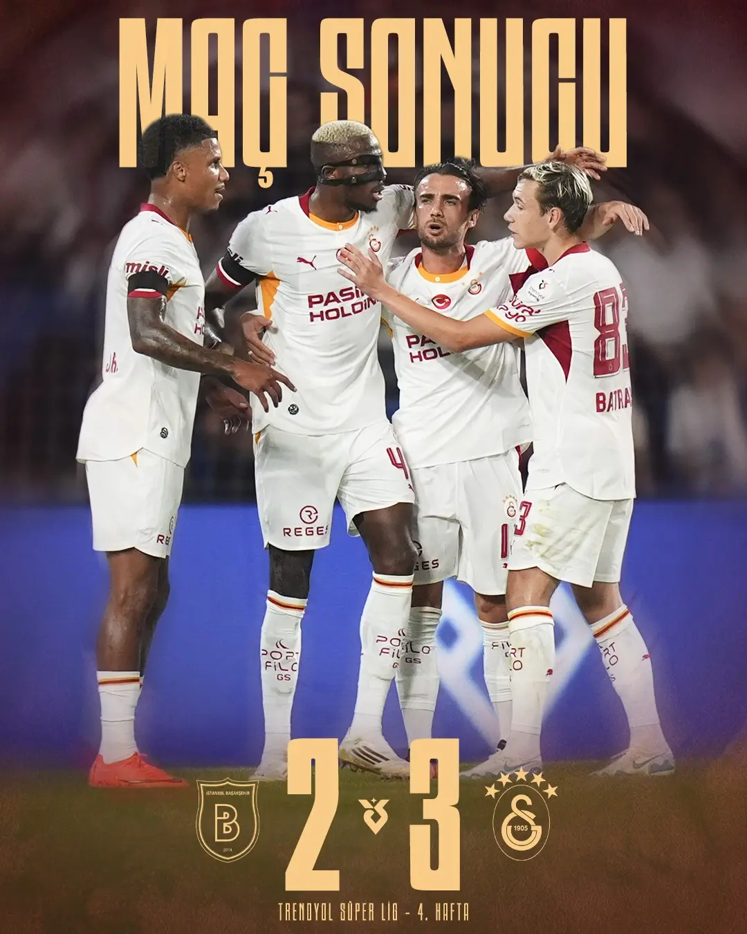 Galatasaray, Deplasmanda Başakşehir'i 3-2 Mağlup Etti