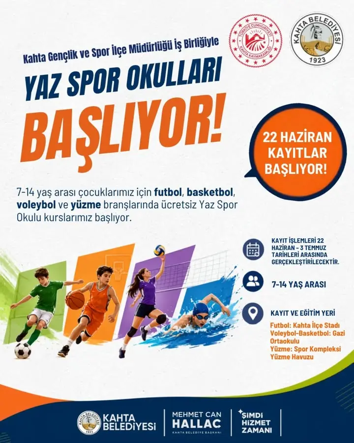 Kahta Belediyesi Yaz Spor Okulları Kayıtlarında Son Günler
