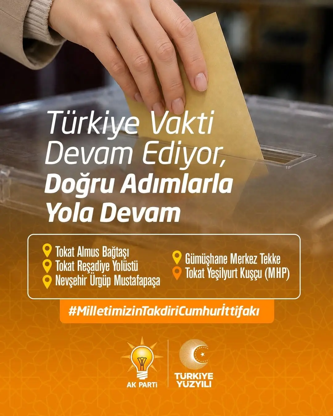 AK Parti ve Cumhur İttifakı Gümüşhane, Nevşehir ve Tokat Seçimlerinde Başarılı Oldu