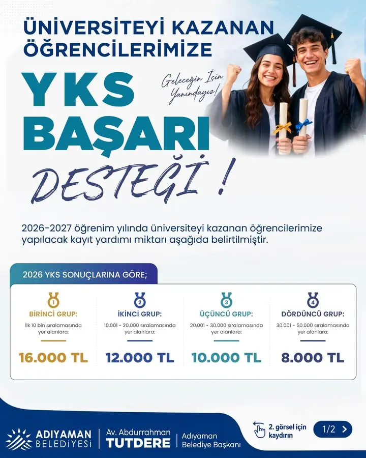 Adıyaman Belediyesi'nin YKS Başarı Desteği Kampanyası