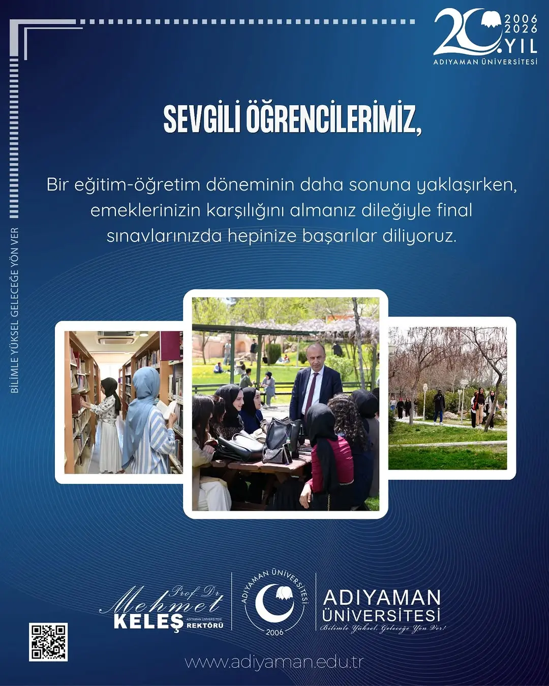 Adıyaman Üniversitesi'nden Öğrencilere Final Sınavlarına Başarı Dileği