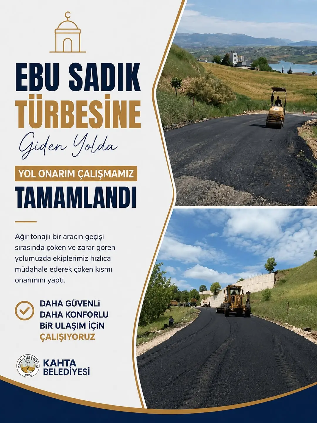 Kahta Belediyesi Ebu Sadık Türbesi'ne Giden Yolu Onardı