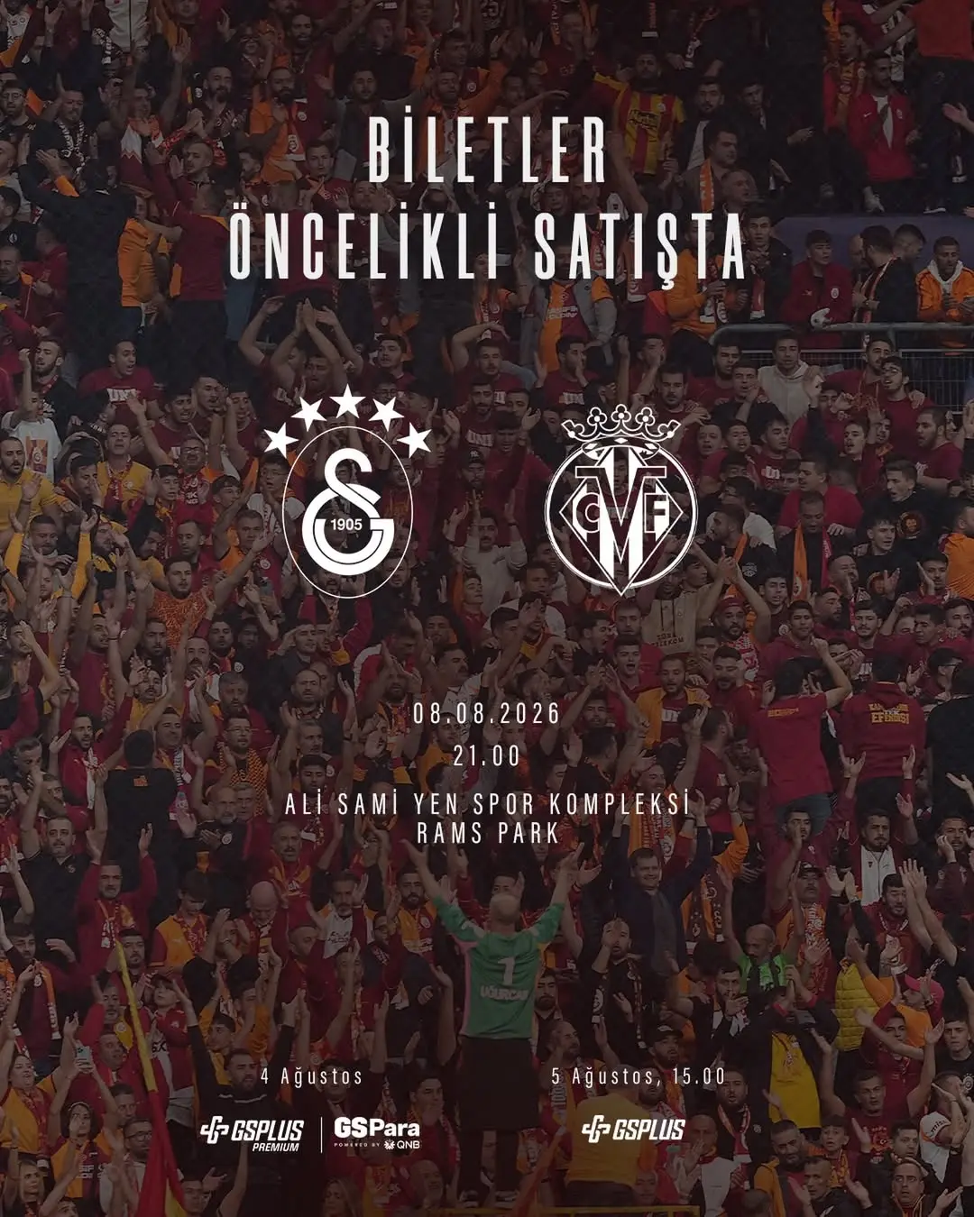 Galatasaray, Villarreal CF Karşılaşması Bilet Satışını Duyurdu